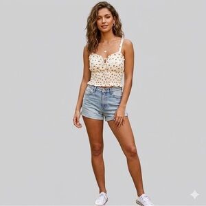 Sienna Sky Cream Floral Smocked Cami Size L